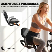 HOMCOM Bicicleta Estática Plegable 3 en 1 con Respaldo y 8 Niveles Resistencia Magnética, Bicicleta Estática en Casa Ajustable con Monitor LCD Volante Bandas Sensor de Pulso Soporte de Teléfono Negro(m-5)
