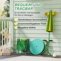 AIYAPLAY Tuinmeubelset voor Kinderen, Stoelen, Tafel, Parasol met Bijenontwerp, Groen+Geel(m-6)