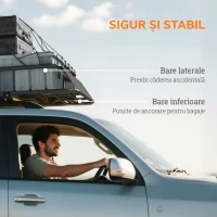HOMCOM Portbagaj auto din oțel de 90,7 kg cu deflectoare și bare laterale, 110,5x99,5x18,5 cm, negru(m-7)