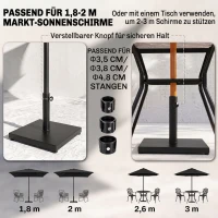 Outsunny Zonneschermstandaard, schermhouder, schermbasis voor Ø 35 mm, Ø 38 mm, Ø 48 mm metaal(m-4)