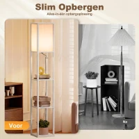 HOMCOM vloerlamp verlichting met 3 planken E27 tot 40 W E1-kwaliteit MDF wit(m-5)