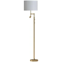 HOMCOM Modern Floor Lamp with Built-In Reading Light, Standing Lamp with Independent Switch, Copper(m-1)