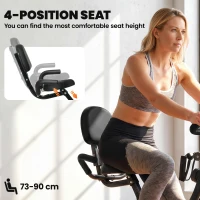 HOMCOM 2-in-1 Folding Exercise Bike with 8-Level Magnetic Resistance, Arm Resistance Band, Pulse Sensor, Black(m-5)