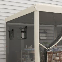 Outsunny Opvouwbare paviljoen met verstelbare hoogte, netgordijnen, draagtas, metalen frame, 3 x 3 x 3 m, Beige(m-9)