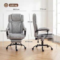 HOMCOM Hoge rug massage-bureaustoel met vibratie, warmtefunctie, verstelbare rugleuning, voetensteun, afstandsbediening, grijs(m-3)