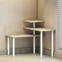 HOMCOM Étagère de cuisine rotative à 3 niveaux, étagère d'angle, cadre en métal, 40 x 18 x 36,5 cm, chêne et blanc(m-2)
