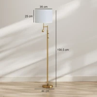 HOMCOM Modern Floor Lamp with Built-In Reading Light, Standing Lamp with Independent Switch, Copper(m-3)