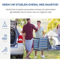 Outsunny ligstoel set met kussens opvouwbaar blauw 60 x 75 x 65-102 cm(m-5)