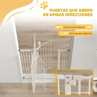 PawHut Barrera de Seguridad para Perros Extensible 74-100 cm para Puertas y Escaleras Cierre Automático Doble Bloqueo Blanco(m-5)
