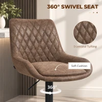 HOMCOM Set of Two Faux Leather Retro Bar Stools - Brown(m-6)