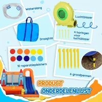 Outsunny Opblaasbaar Springkasteel met Blower voor 4 Kinderen Raketpatroon(m-5)
