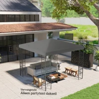 Outsunny 3 x 3 m Vervangdak voor paviljoen, Zeil voor tuinpaviljoen, met waterafvoergaten, UPF30+, Donkergrijs(m-7)