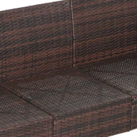 Outsunny rotan bank met kussens, driezits loungebank, staal, grijs, 173 x 68 x 78 cm Outdoor loungebank kussen driezits bruin(m-11)