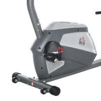 HOMCOM hometrainer fietstrainer vliegwiel hometrainer met 8 niveaus verstelbare magnetische weerstand verstelbare lengte magnetische weerstand wielen metaal ABS grijs + zilver 136 l x 62,5 b x 38 h cm(m-10)