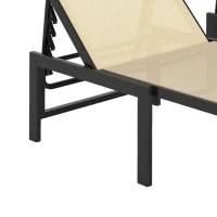 Outsunny Set of Two Reclining Sun Loungers - Khaki(m-10)