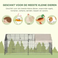 PawHut buitenverblijf buitenren konijnenhok met zonwering metaal beige 220x103x103 cm(m-6)