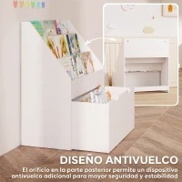 AIYAPLAY Librería Infantil de 4 Niveles Estantería para Libros Infantil con 3 Estantes y 1 Cajón con Ruedas 62,5x30x70 cm Blanco(m-5)