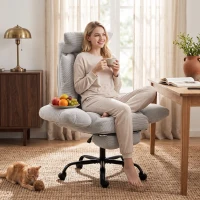 HOMCOM Executive Office Chair Height Adjustable Desk Chair Reclining Flip-up Armrest Footrest, Light Grey(m-9)