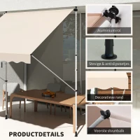 Outsunny luifel knikarm klemluifel zonwering zwengel balkon aluminium 3 x 1,5 m crème(m-5)