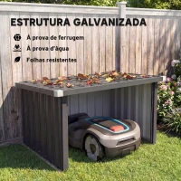 Outsunny Garagem para Robot Corta-relva em Aço Galvanizado com Telhado Inclinado 108x86x62,5 cm para Jardim Exterior Cinzento-Escuro(m-4)