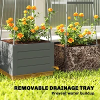 Outsunny 2 Pack Raised Garden Bed with Trellis, Plastic Outdoor Planter Box with Removable Drainage Tray(m-5)