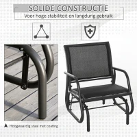 Outsunny Schommelstoel Tuin Tuinstoel Relax Stoel Tuinschommel Metalen Schommelstoel voor Terras Balkon Mesh Zwart 75 x 66 x 85 cm(m-6)