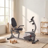 HOMCOM Vélo d'appartement semi-allongé vélo couché magnétique écran LCD multifonction siège réglable 8 niveaux de résistance(m-2)