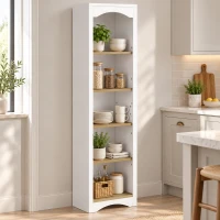 HOMCOM Estante para Livros de 5 Níveis com Design Arqueado e 2 Prateleiras Ajustáveis, Branco e Carvalho(m-8)
