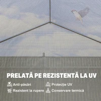 Outsunny Seră de Grădină 4x3m tip Tunel cu Acoperire din PE, Ușă și 8 Ferestre Rulabile, Alb(m-6)