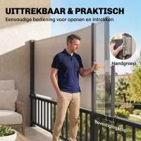 Outsunny Uittrekbare Zijdelingse Zonnescherm, Zijrol, Aluminium/Polyester, 3 x 1 m, Lichtgrijs(m-5)