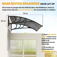 Outsunny Voordak, voordeuroverkapping, overkapping voor ingangen en ramen, 100L x 75B x 23H cm, Zwart(m-7)