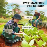 Outsunny tuinbank met kniekussen en zitgedeelte, 150 kg draagvermogen, tuinbankje met dikke bekleding en uitschuifbare stalen poten(m-4)