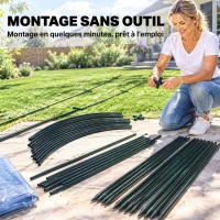 Outsunny Serre de jardin serre à tomates 7 arceaux en acier bâche en plastique 6 x 1,23 x 1,71 m vert(m-7)
