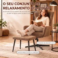 HOMCOM Poltrona Relax com Apoio para os Pés, Giratória 360°, Oscilante, Encosto Alto, Castanha(m-4)