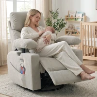 HOMCOM Elektrischer Relaxsessel mit Dreh- und Schaukelfunktion, Massage & Wärme, 3D-Armlehnen, USB-C/USB-Anschlüssen, Hellgrau(m-8)