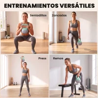 SPORTNOW Pesa Rusa 8 kg Kettlebell Relleno de Arena Metálica Mango Antideslizante para Casa 19x19x28 cm Verde y Gris(m-4)