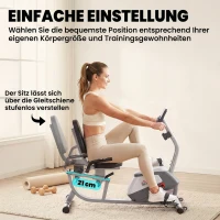 HOMCOM hometrainer fietstrainer vliegwiel hometrainer met 8 niveaus verstelbare magnetische weerstand verstelbare lengte magnetische weerstand wielen metaal ABS grijs + zilver 136 l x 62,5 b x 38 h cm(m-5)