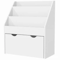AIYAPLAY Estante de Brinquedos com 3 Compartimentos Gaveta com Rodas para Quarto Sala de Jogos 62,5x30x70 cm Branco(m-11)