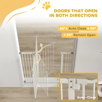 PawHut Pressure Fit Dog Stair Gate No Drilling Safety Gate Auto Close for Doorways, Hallways, 74-100cm Adjustable, 94cm Tall, White(m-5)