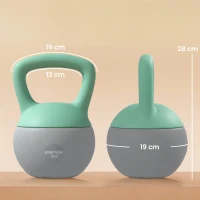 SPORTNOW Pesa Rusa 8 kg Kettlebell Relleno de Arena Metálica Mango Antideslizante para Casa 19x19x28 cm Verde y Gris(m-3)