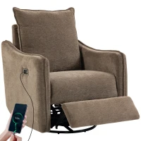 HOMCOM Fotoliu Recliner Electric 155° cu Suport pentru Picioare, Rotire 270°, Șezut Lat, Balans, Șenilă, Kaki(m-12)