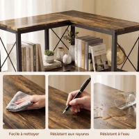 HOMCOM Bibliothèque d'angle à 6 niveaux, meuble de rangement en métal pour salon, chambre, bureau, 60x60x200cm, brun rustique(m-7)