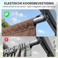Outsunny Vervangingshoes voor 4 x 3 m pergola, oprolbaar, met waterafvoergaten, weerbestendig, polyester, Koffie(m-7)
