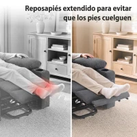HOMCOM Sillón Relax Reclinable Eléctrico Levanta Personas con 8 Puntos Masaje y Calor Lumbar Puerto USB Mando Reposapiés Gris(m-4)