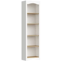 HOMCOM Estante para Livros de 5 Níveis com Design Arqueado e 2 Prateleiras Ajustáveis, Branco e Carvalho(m-1)