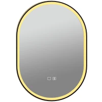 HOMCOM Oglindă de Baie Ovală cu LED 70x100 cm, Bluetooth, Memorie, Butoane Tactile, Antiaburire(m-1)