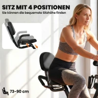 HOMCOM Heimtrainer 2-in-1 Fahrradtrainer mit LCD-Display Pulsmesser verstellbar Sitz Räder, klappbarer Hometrainer Trimmrad mit 8 stufig Magnetwiderstand, Spannseil, Stahl(m-5)