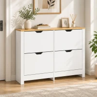 HOMCOM Meuble à chaussures 16 paires, armoire à chaussures étroite avec 4 tiroirs rabattables et étagères réglables(m-16)