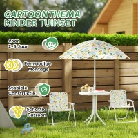 AIYAPLAY Kinderzithoek, Inklapbare Stoelset met Parasol, Kleurrijk Patroon, Wit(m-7)