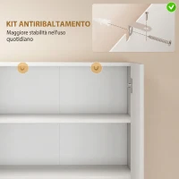HOMCOM Credenza Cucina Alta 180cm, Mobile Dispensa con Ante Soft-Close, Ripiano Aperto, 2 Armadietti, Ripiani Regolabili, Mobile Cucina Moderno per Sala da Pranzo Soggiorno, Bianco Lucido(m-8)